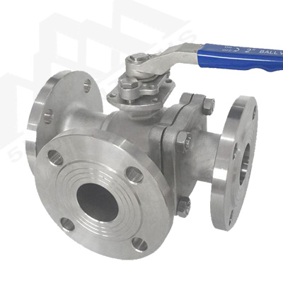 Q44F stainless steel three-way flange ball valve